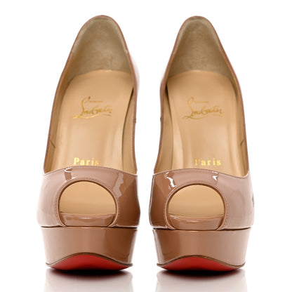 Christian Louboutin Patent Lady Peep 150 Pumps 37 Nude 2 of 8