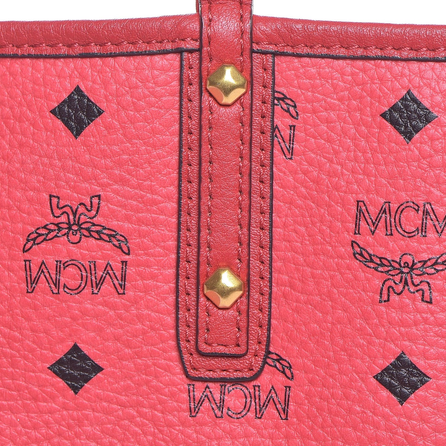 Visetos Medium Reversible Shopper Project Tote Red Jaguar Brown