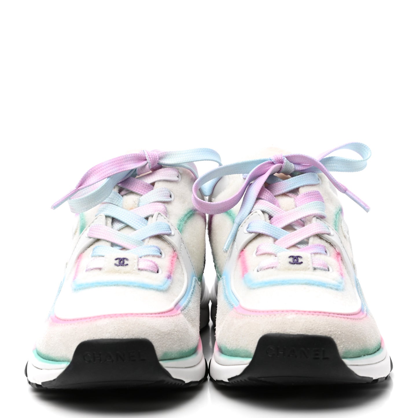 Wool Suede Calfskin CC Sneakers 38.5 Multicolor