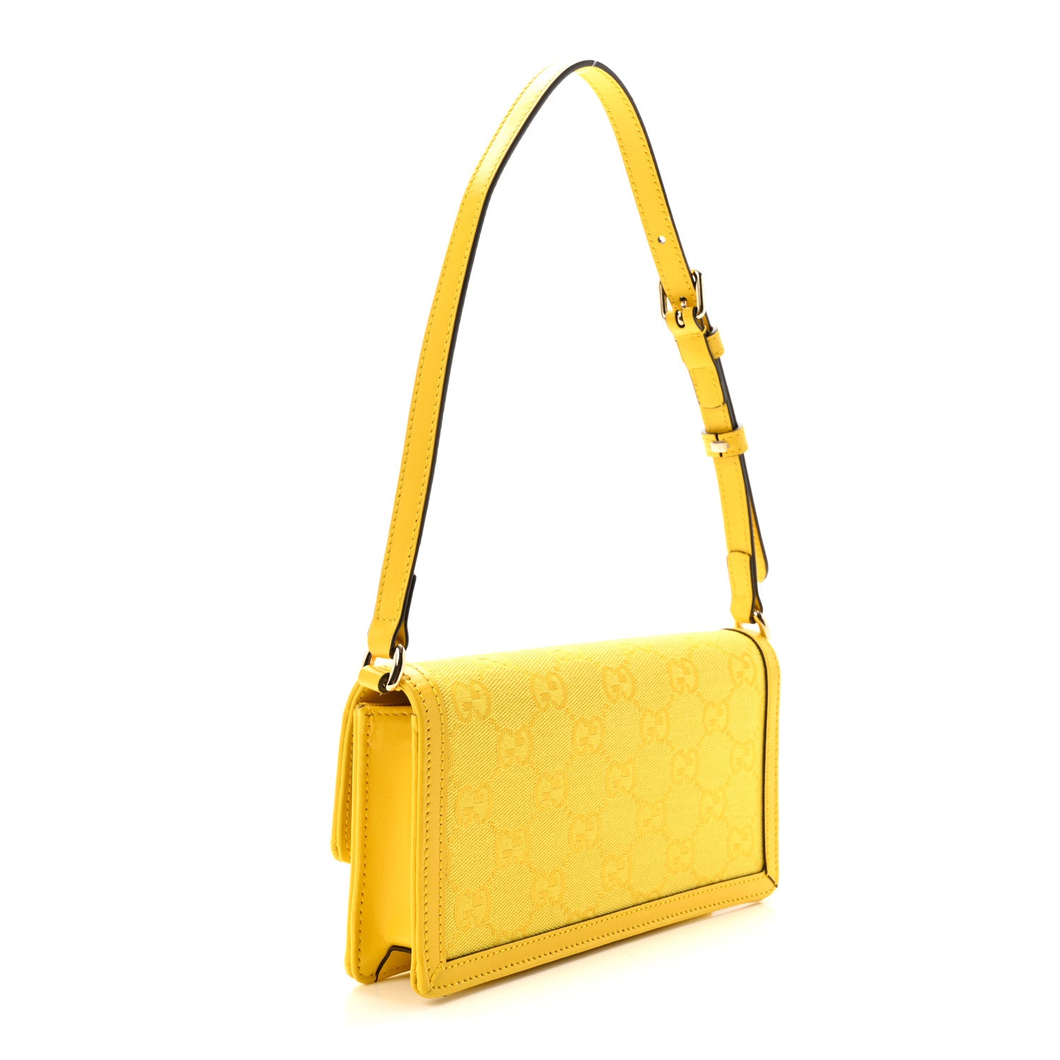 Gucci GG Monogram Scratch Lux Calfskin Mini Luce Shoulder Bag Yellow 3 of 9