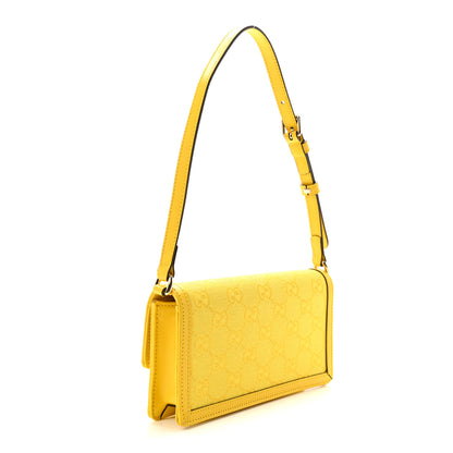 Gucci GG Monogram Scratch Lux Calfskin Mini Luce Shoulder Bag Yellow 3 of 9