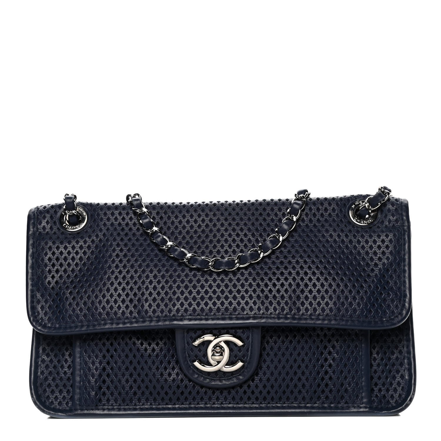 Chanel Perforated Calfskin Large Up In The Air Flap Dark Blue 1 of 9