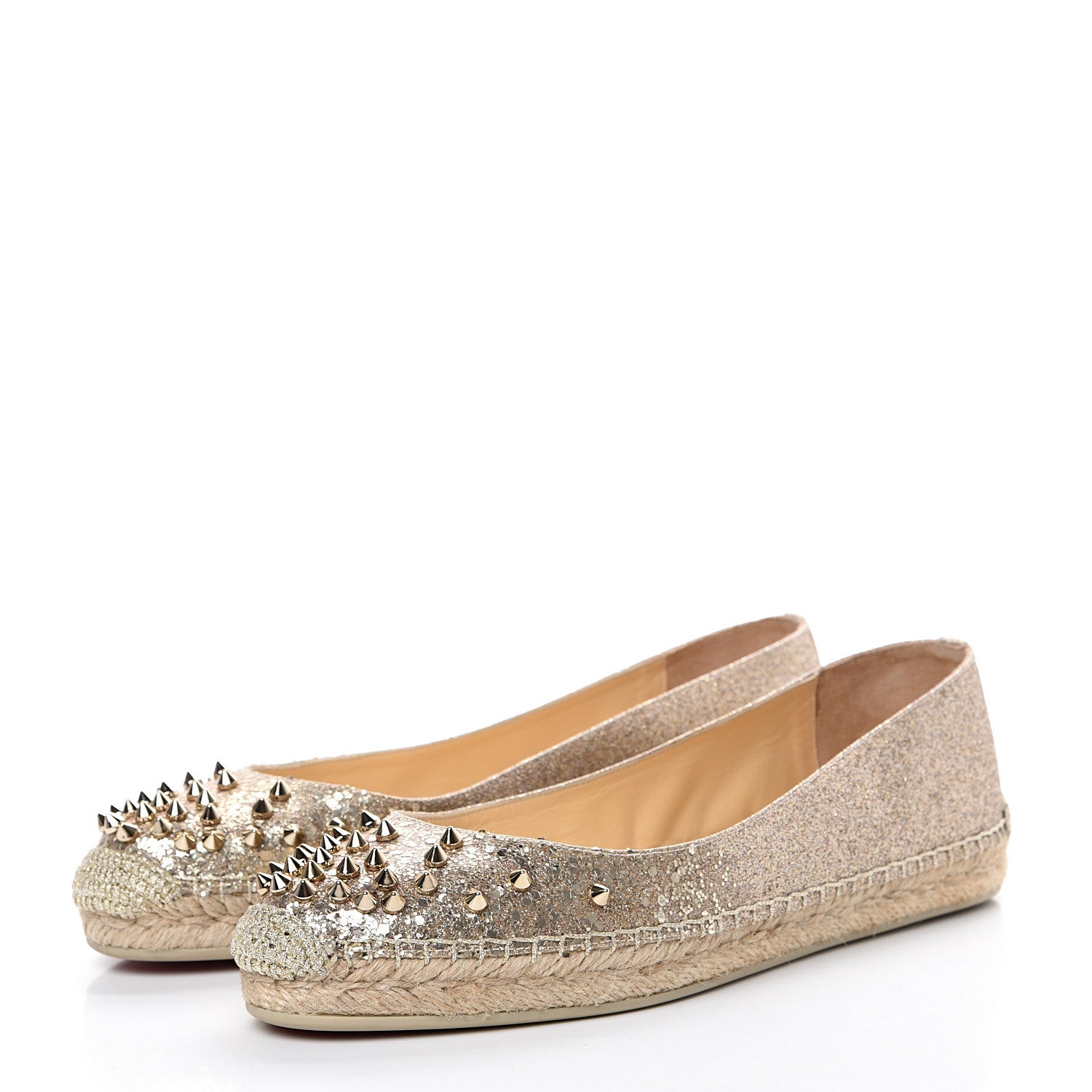 Christian Louboutin Glitter Aliochette Espadrilles 40 Gold 3 of 9