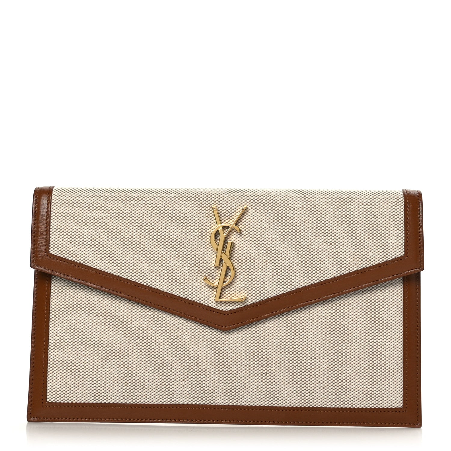 Saint Laurent Canvas Uptown Pouch Natural Beige Brick 1 of 6