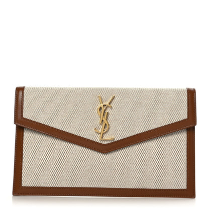 Saint Laurent Canvas Uptown Pouch Natural Beige Brick 1 of 6