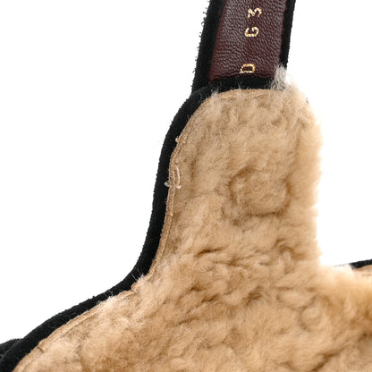 Chanel Calfskin Hair Suede Shearling Dad Sandals 36.5 Burgundy Black 9 of 11