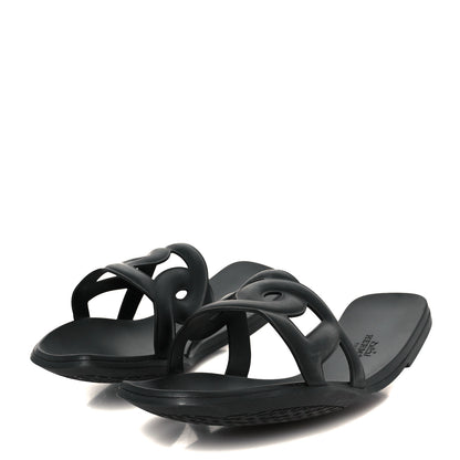 Hermes Rubber Aloha Sandals 38 Black 4 of 8