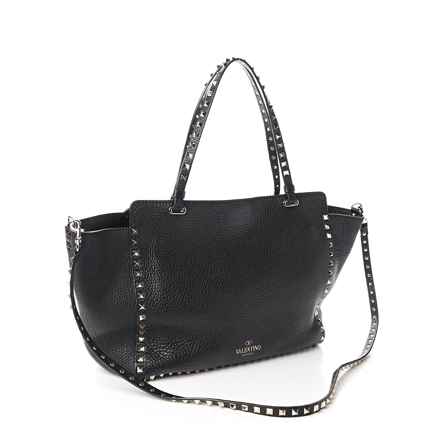 Alce Printed Calfskin Medium Rockstud Tote Black