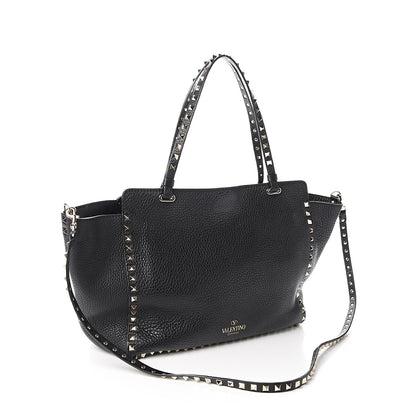 Valentino Garavani Alce Printed Calfskin Medium Rockstud Tote Black 2 of 8