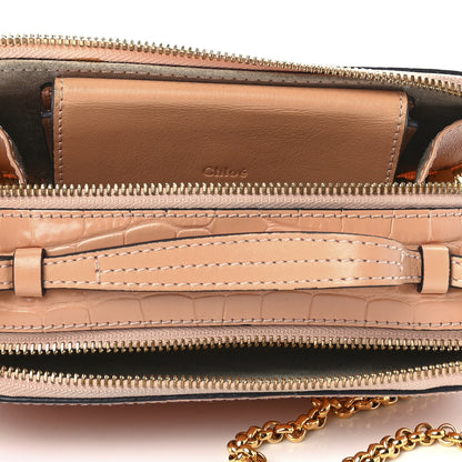 Chloe Calfskin Crocodile Embossed Mini C Vanity Bag Nut 6 of 15