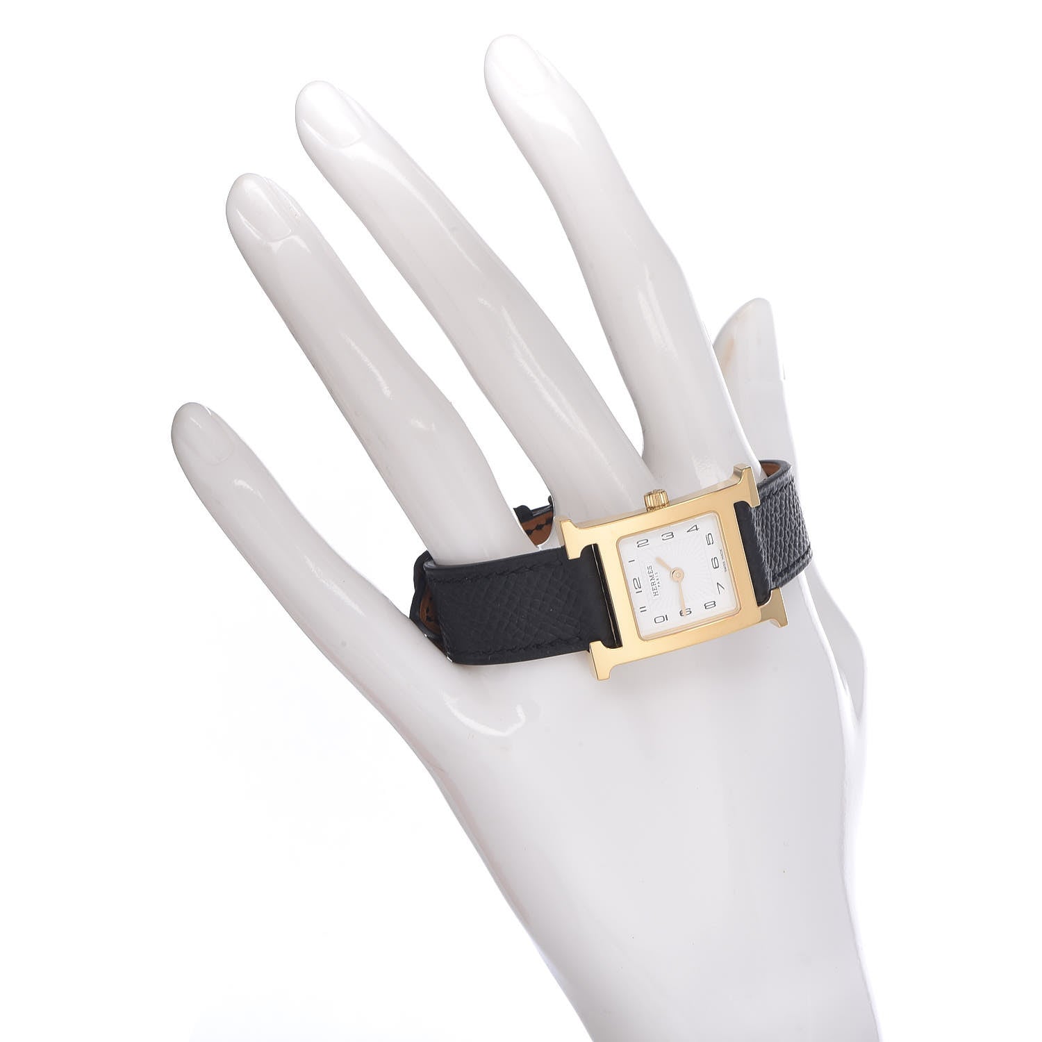 Hermes Stainless Steel Epsom 21mm Heure H Hour Quartz Watch Noir 2 of 8