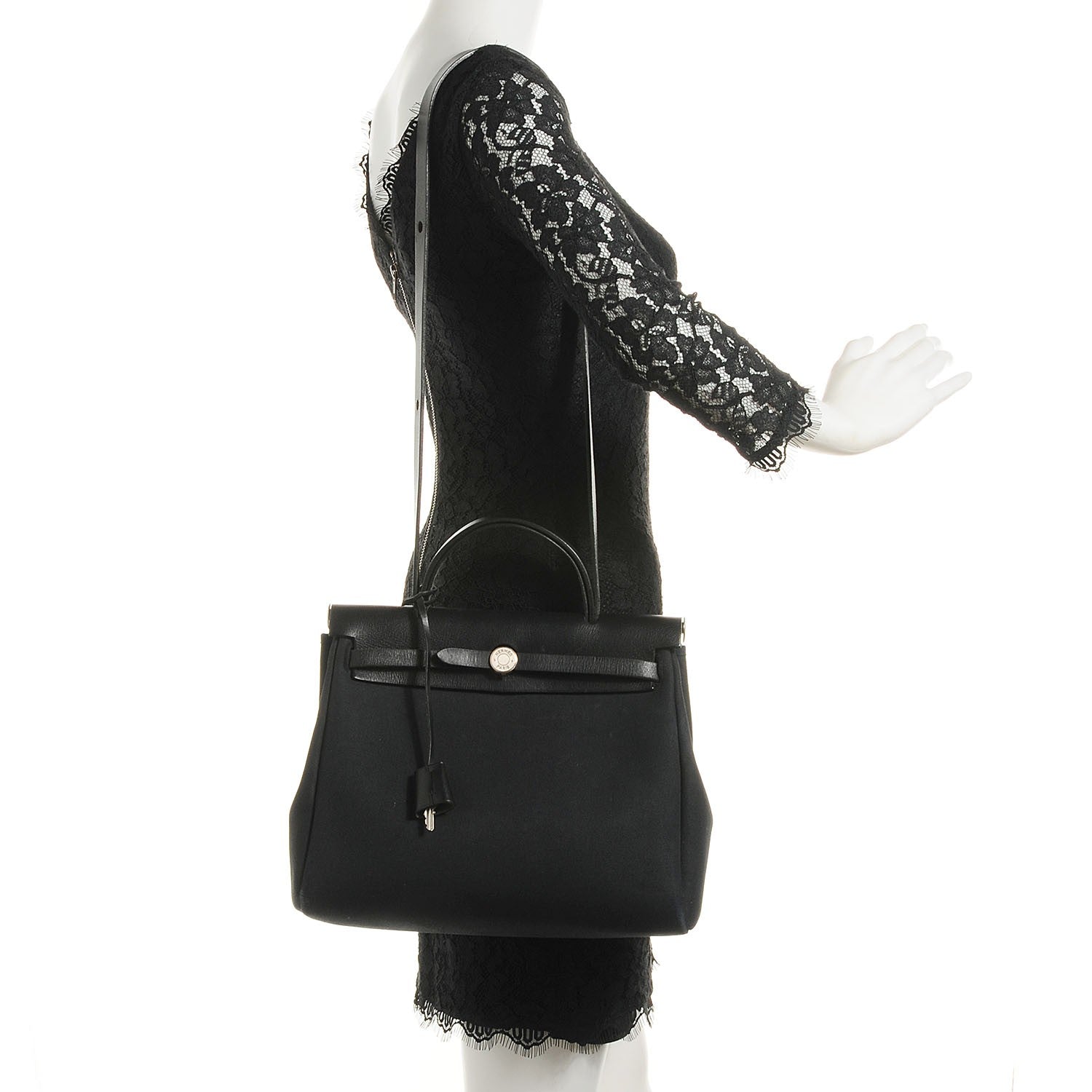 Hermes Vache Calfskin Toile Herbag 30 PM Black 2 of 12