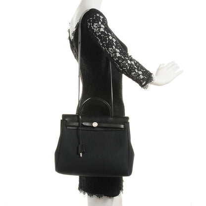 Hermes Vache Calfskin Toile Herbag 30 PM Black 2 of 12