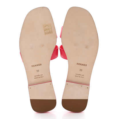 Hermes Box Calfskin Oran Sandals 39 Rose Boise 5 of 17
