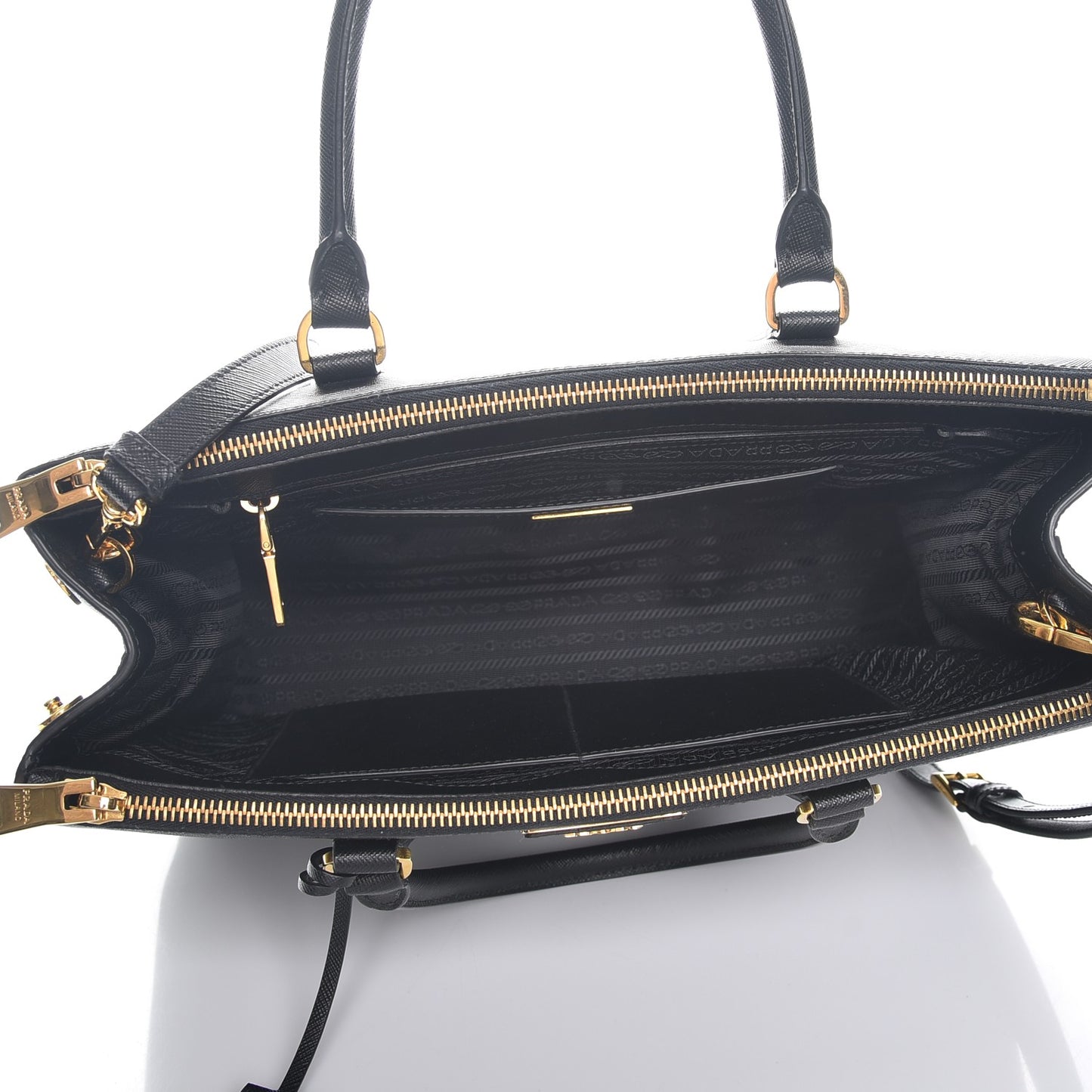 Saffiano Medium Galleria Double Zip Tote Black
