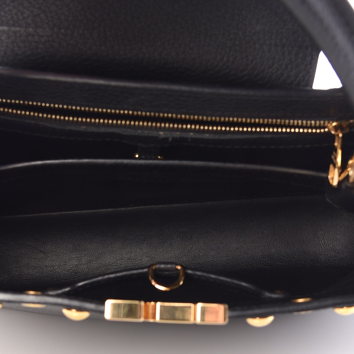 Taurillon Studded Capucines PM Black