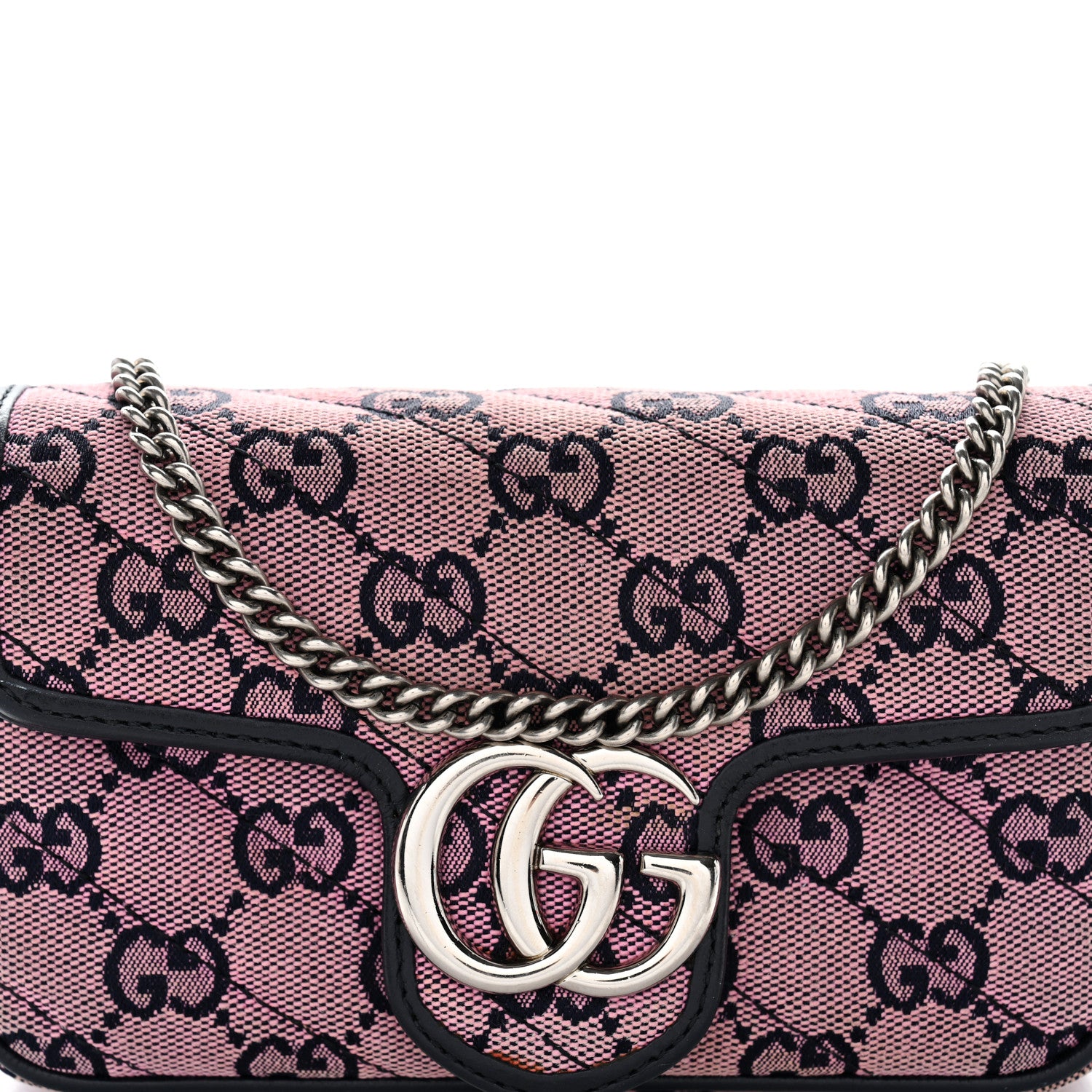 Gucci Monogram Multicolor Matelasse Diagonal Super Mini GG Marmont Shoulder Bag Pink Blue 7 of 15