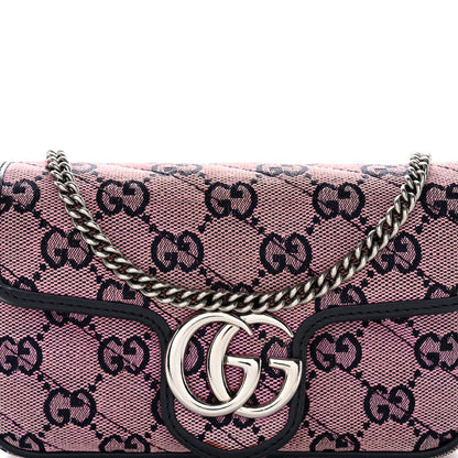 Gucci Monogram Multicolor Matelasse Diagonal Super Mini GG Marmont Shoulder Bag Pink Blue 7 of 15