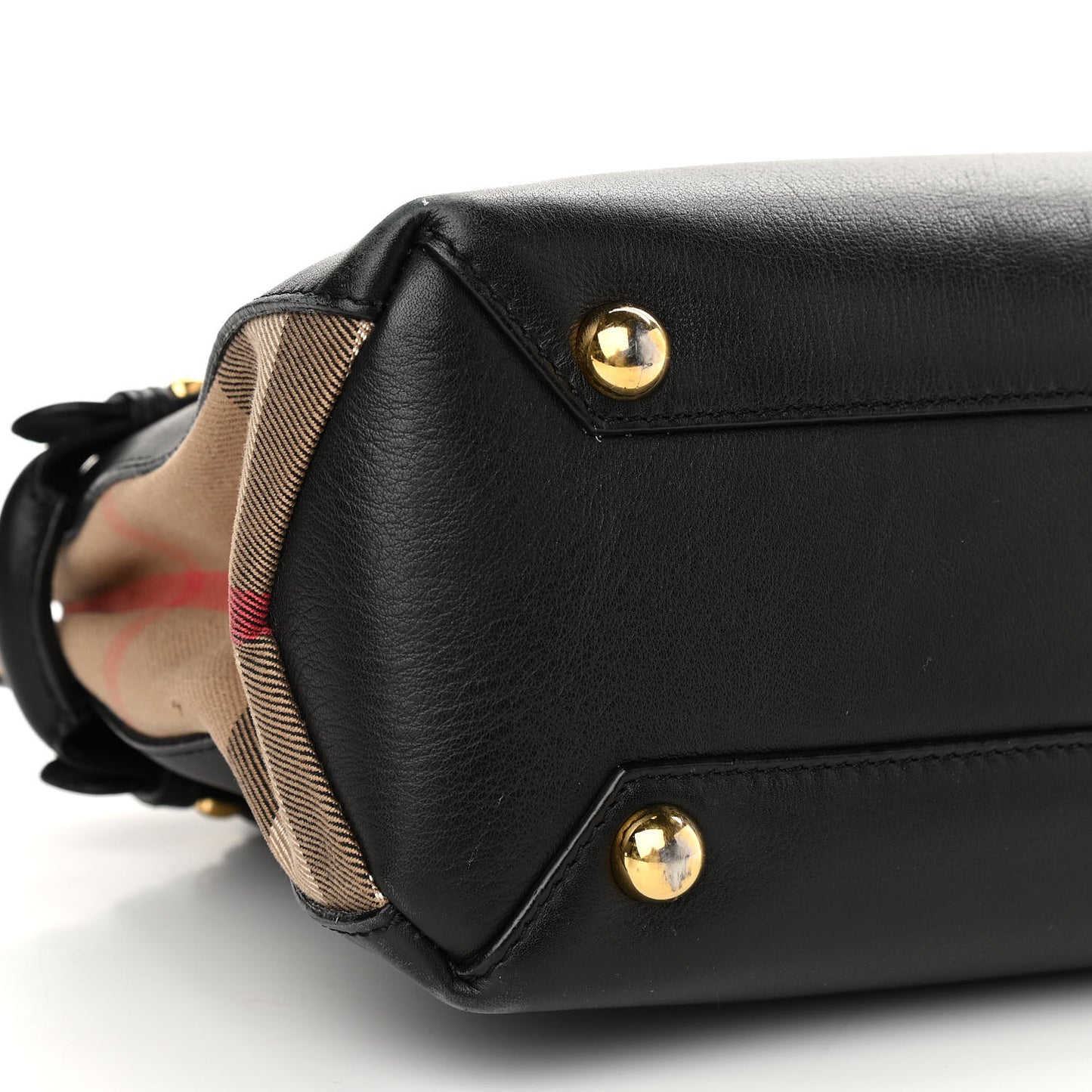 Calfskin House Check Small Banner Tote Black