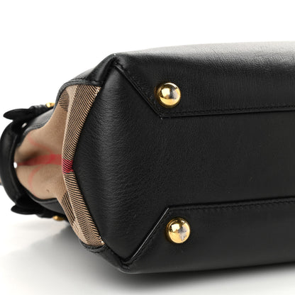 Burberry Calfskin House Check Small Banner Tote Black 10 of 18