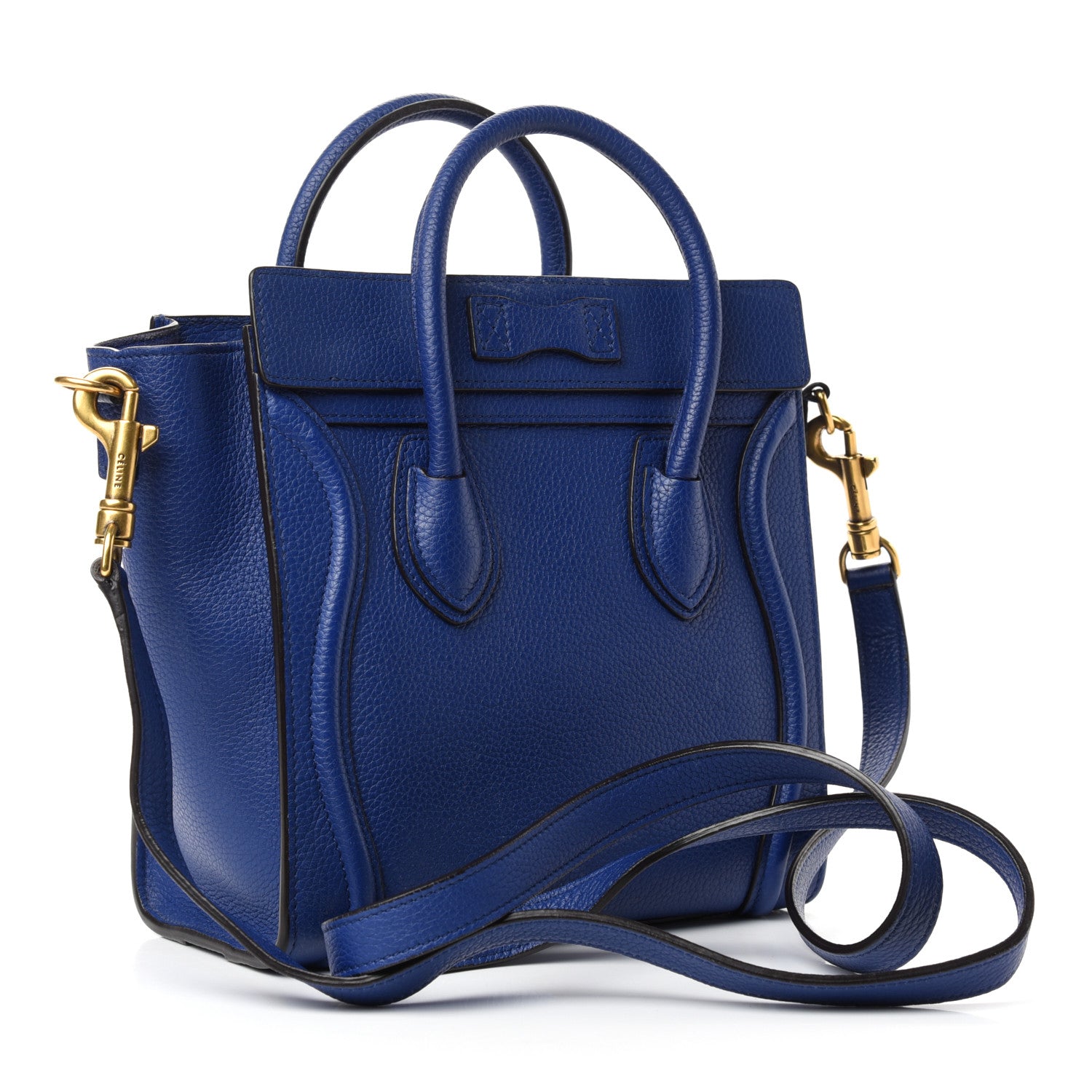 Celine Drummed Calfskin Nano Luggage Indigo 3 of 9
