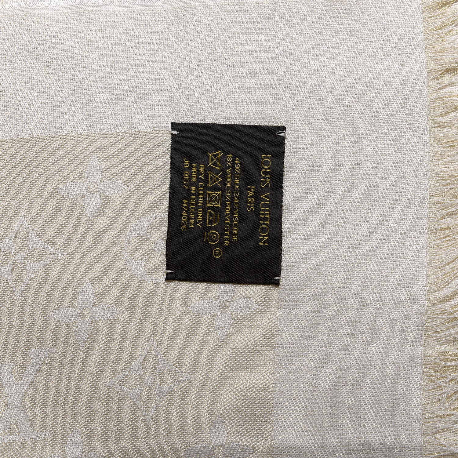 Louis Vuitton Silk Wool Monogram Shine Shawl Beige 3 of 3