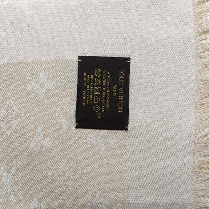 Louis Vuitton Silk Wool Monogram Shine Shawl Beige 3 of 3