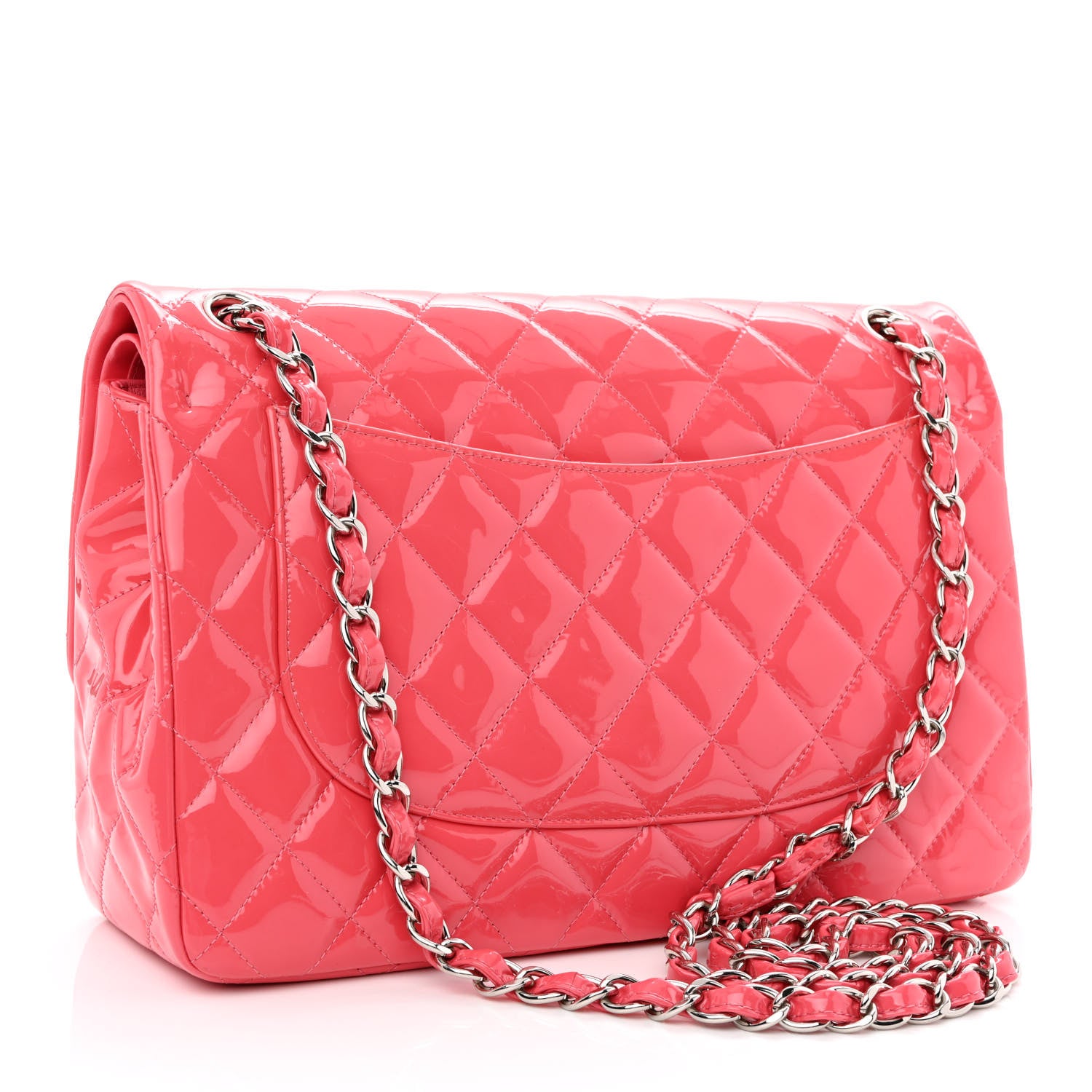 Chanel Patent Quilted Jumbo Double Flap Pink 3 of 10