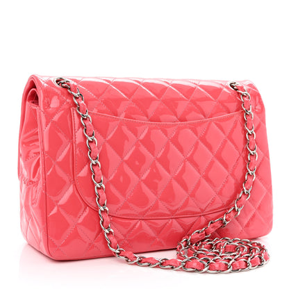 Chanel Patent Quilted Jumbo Double Flap Pink 3 of 10