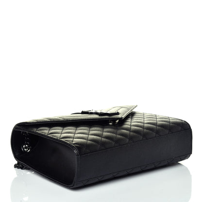 Saint Laurent Grain De Poudre Textured Mixed Matelasse Triquilt Medium Monogram Satchel Black 4 of 8