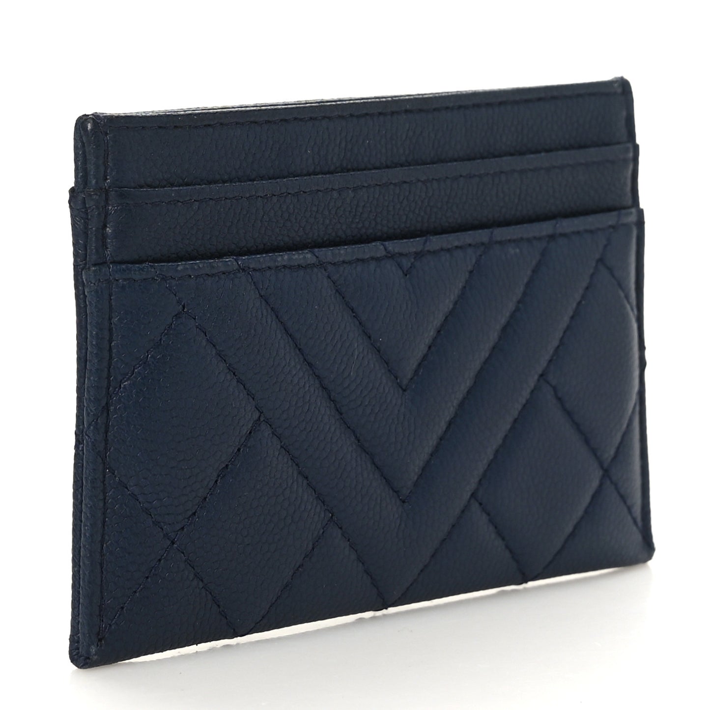 Caviar Quilted Diamond CC Card Holder Navy