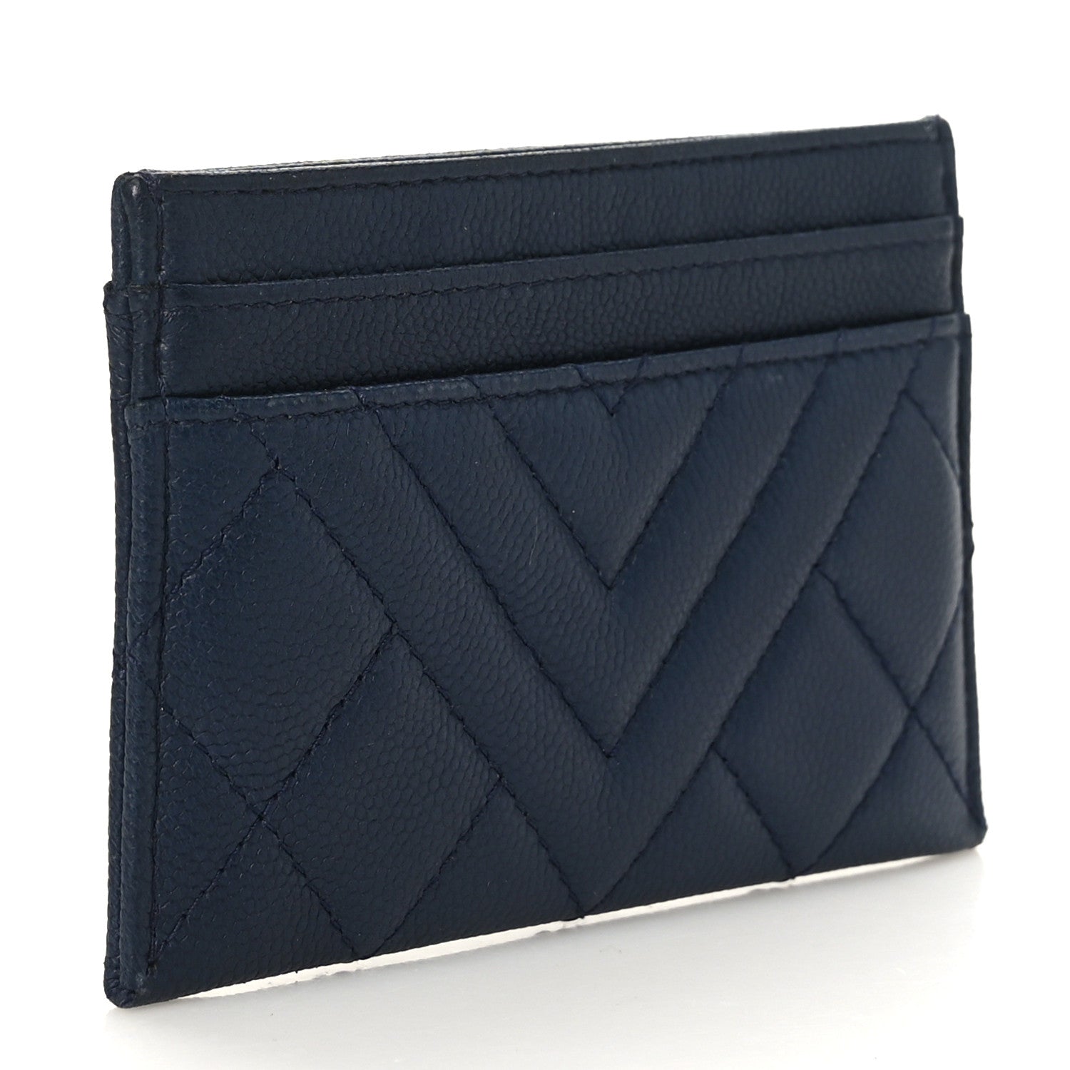 Chanel Caviar Quilted Diamond CC Card Holder Navy 3 of 9