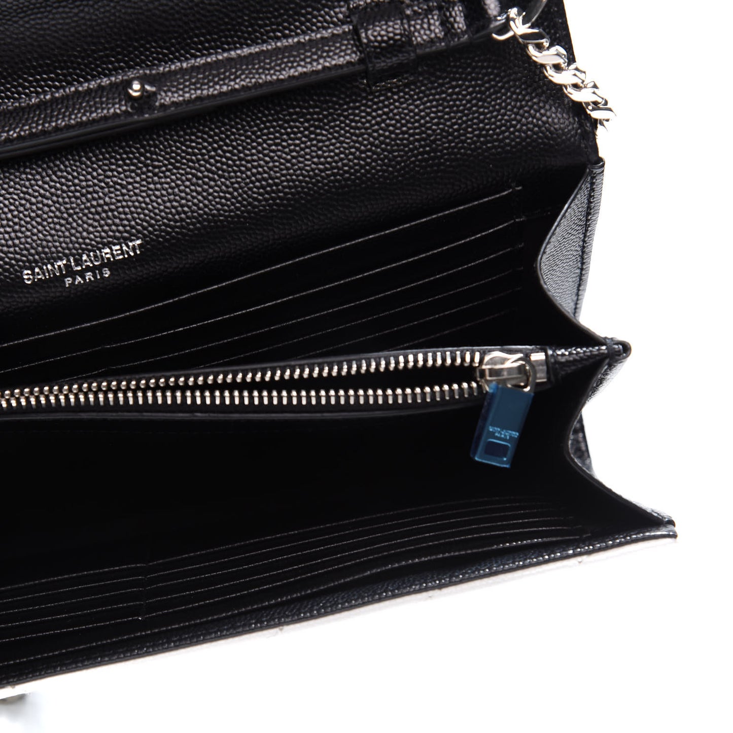 Grain De Poudre Matelasse Bi-Color Chevron Monogram Chain Wallet White Black