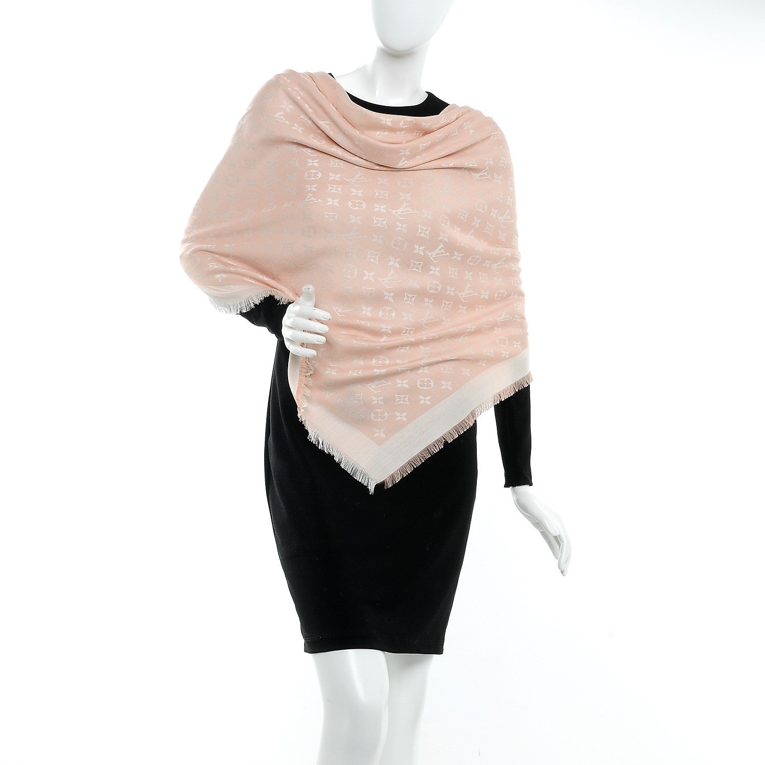 Louis Vuitton Silk Wool Monogram Shawl Rose 2 of 7
