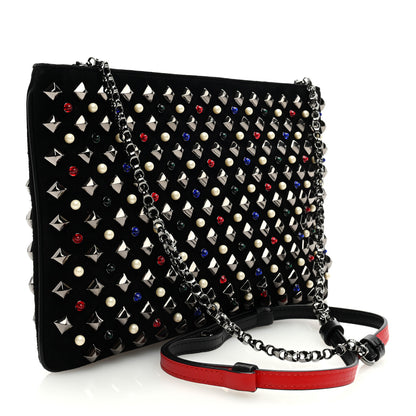 Christian Louboutin Suede Studded Loubiposh Tudor Clutch Black 3 of 8