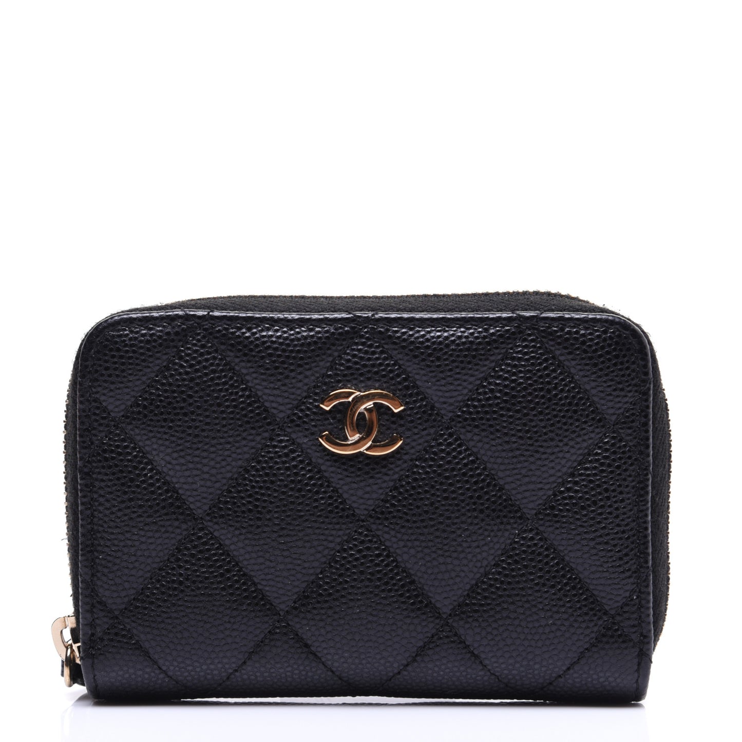 Caviar Quilted Zip Coin Purse Black