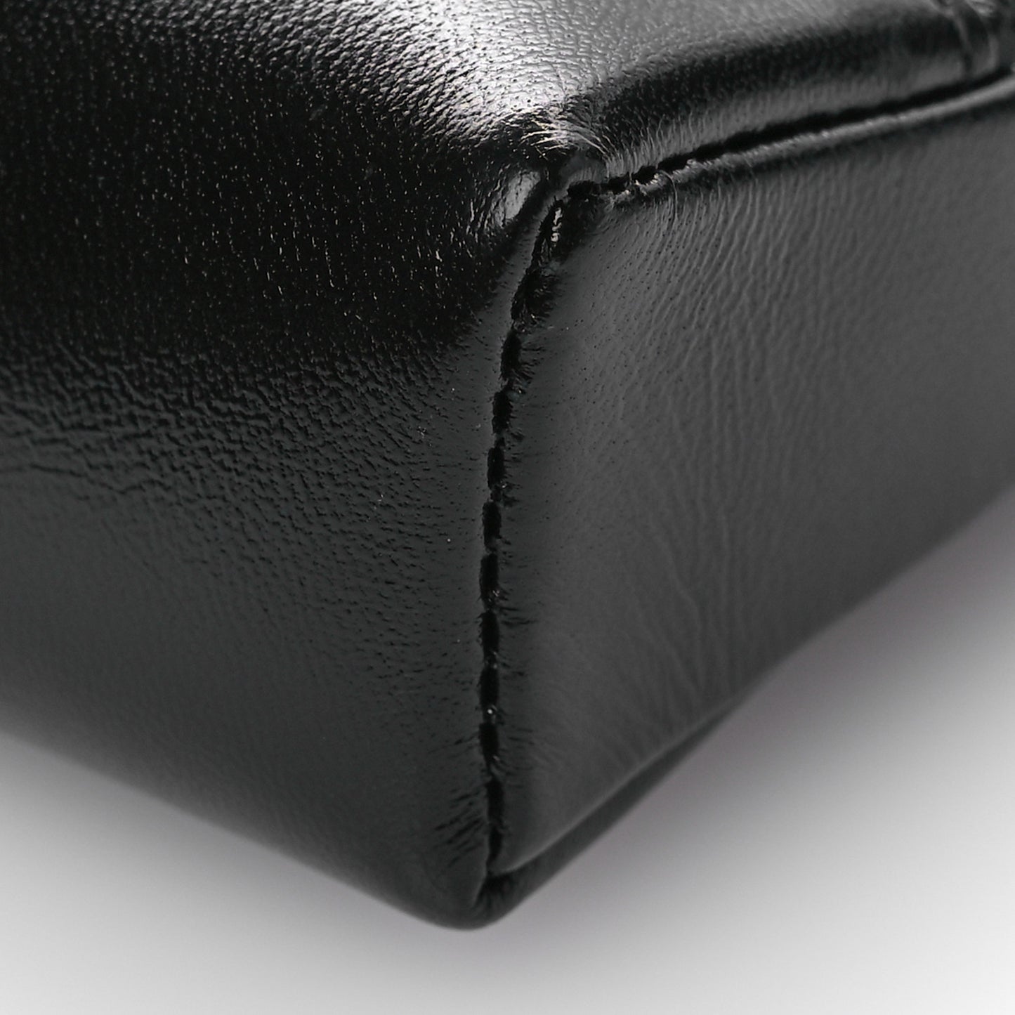 Shiny Crumpled Calfskin Quilted Nano 31 Shopping Bag Black