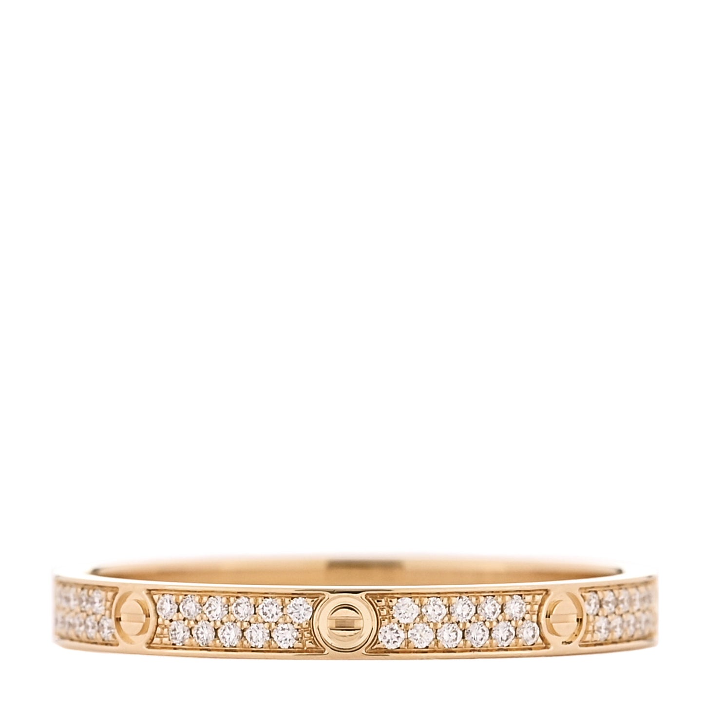 18K Yellow Gold Diamond 2.6mm LOVE Paved Band Ring 62 10