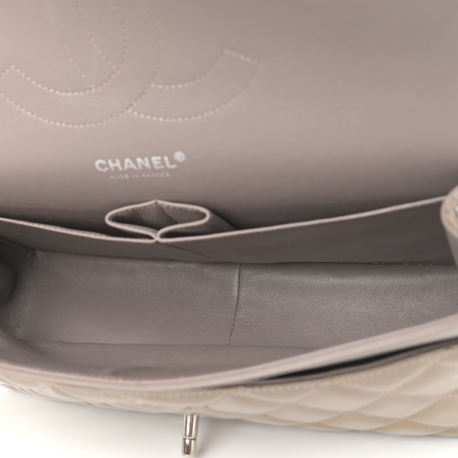 Chanel Patent Calfskin Quilted Jumbo Double Flap Grey 4 of 14