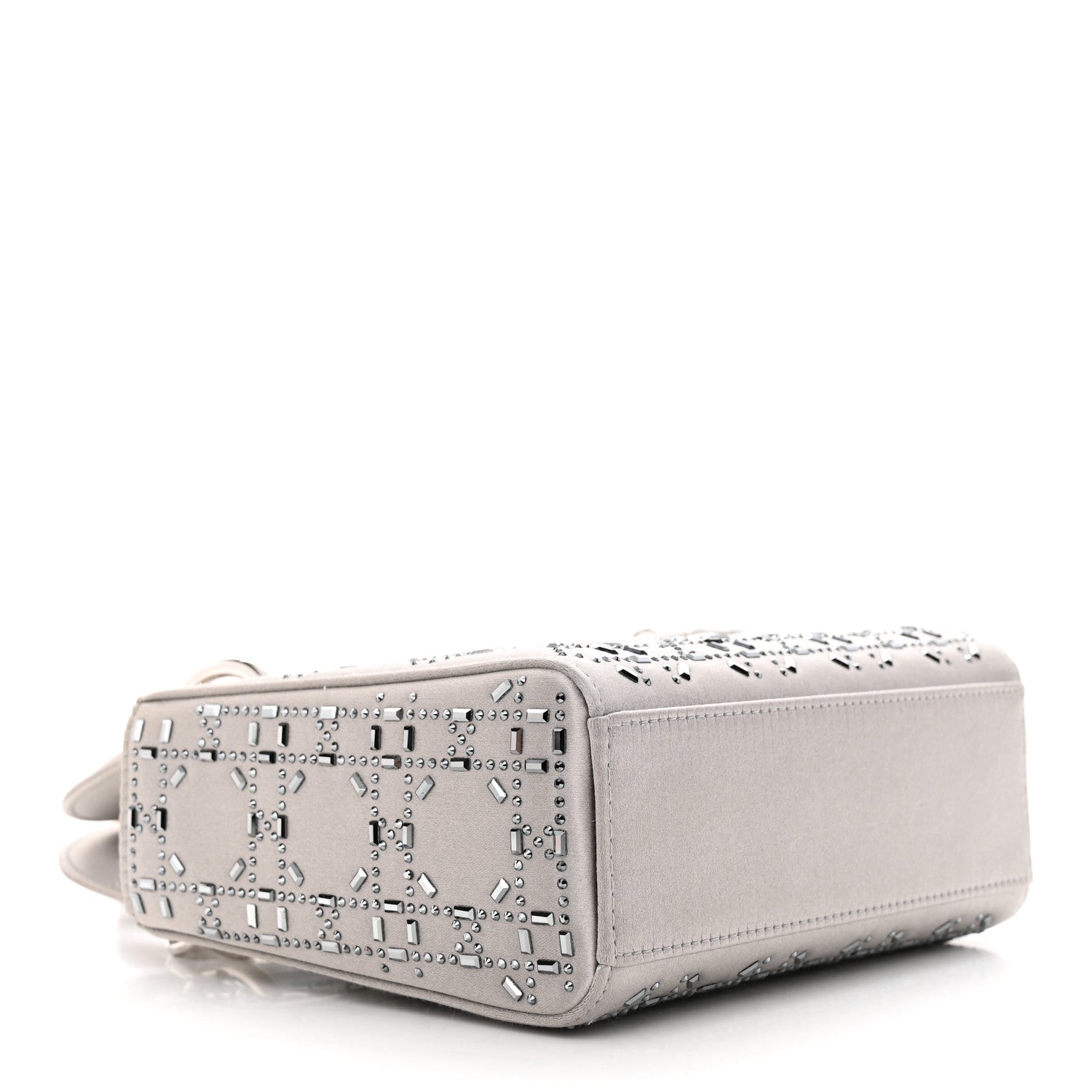 Christian Dior Satin Crystal Cannage Mini Lady Dior Gray 4 of 11
