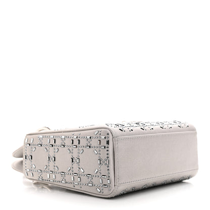 Christian Dior Satin Crystal Cannage Mini Lady Dior Gray 4 of 11