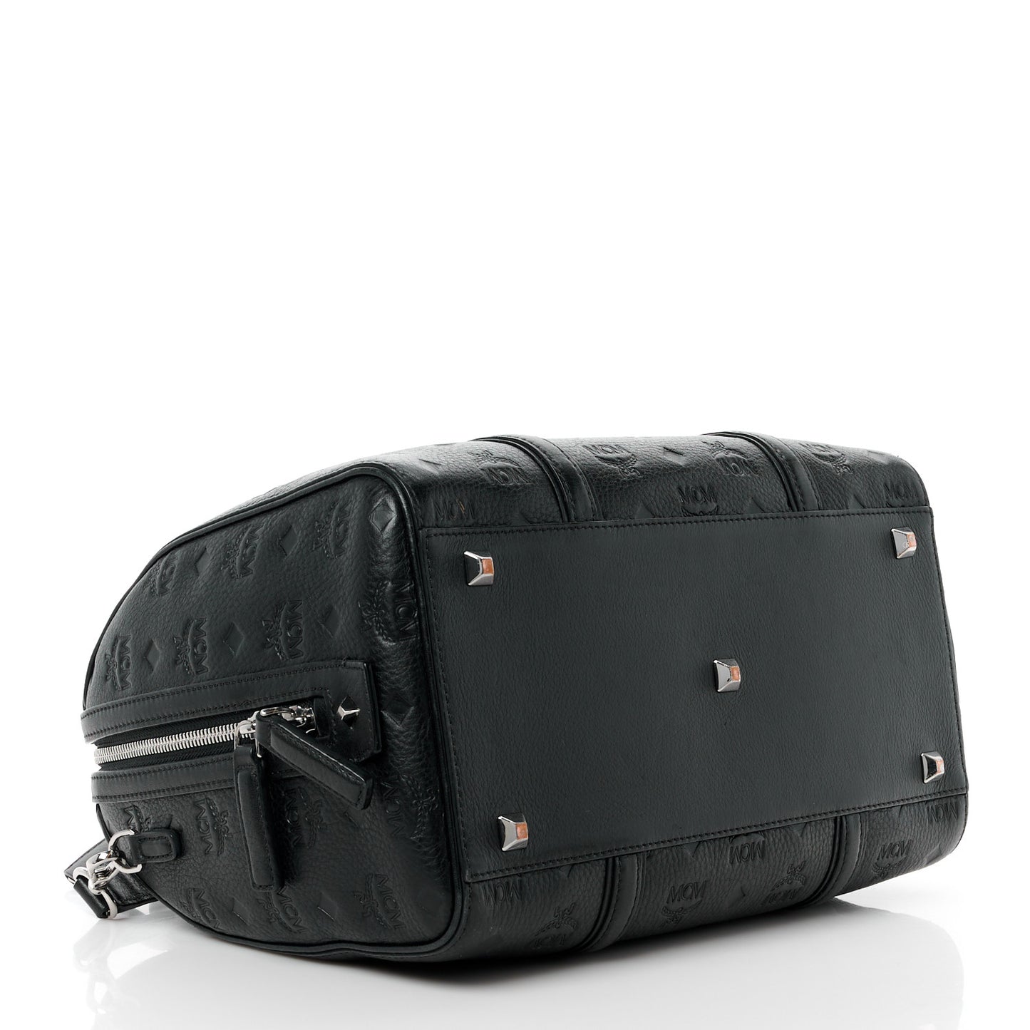 Calfskin Ottomar Monogram Medium Boston Bag Black