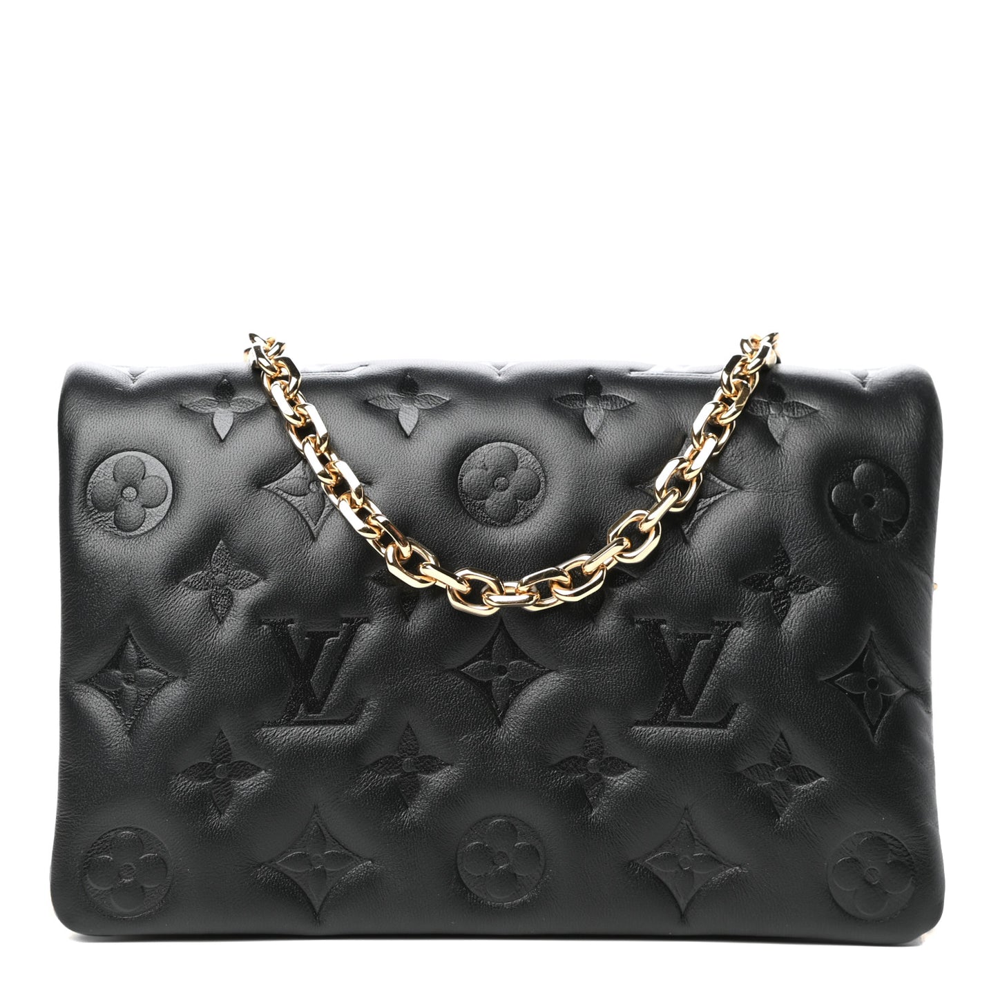 Lambskin Embossed Monogram Pochette Coussin Black