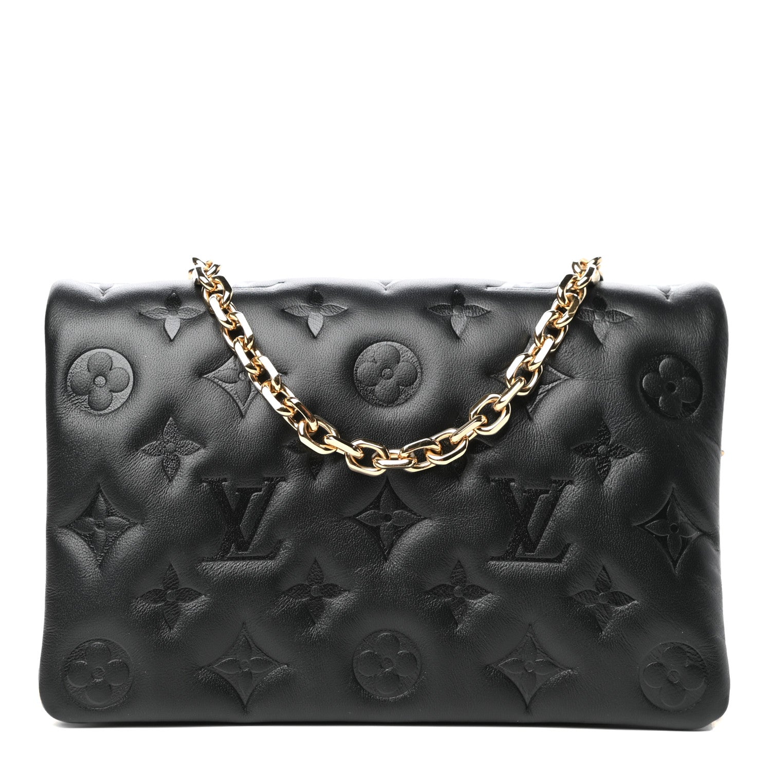 Louis Vuitton Lambskin Embossed Monogram Pochette Coussin Black 1 of 9