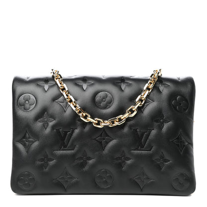 Louis Vuitton Lambskin Embossed Monogram Pochette Coussin Black 1 of 9