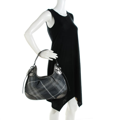 Burberry Shimmer Check Small Brooklyn Hobo Grey 2 of 8