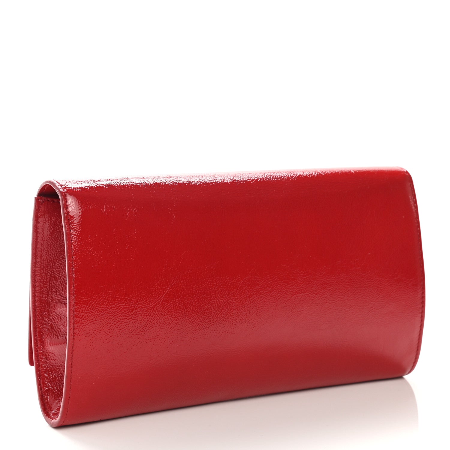Saint Laurent Textured Patent Monogram Large Belle De Jour Clutch Red 3 of 9