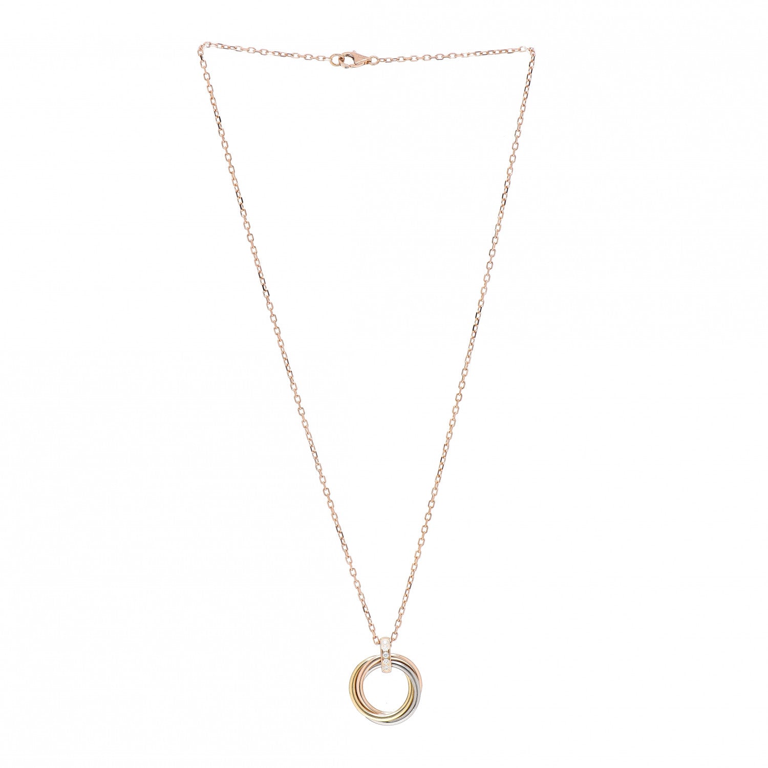 Cartier 18K Pink White Yellow Gold Diamond Trinity Pendant Necklace 3 of 4