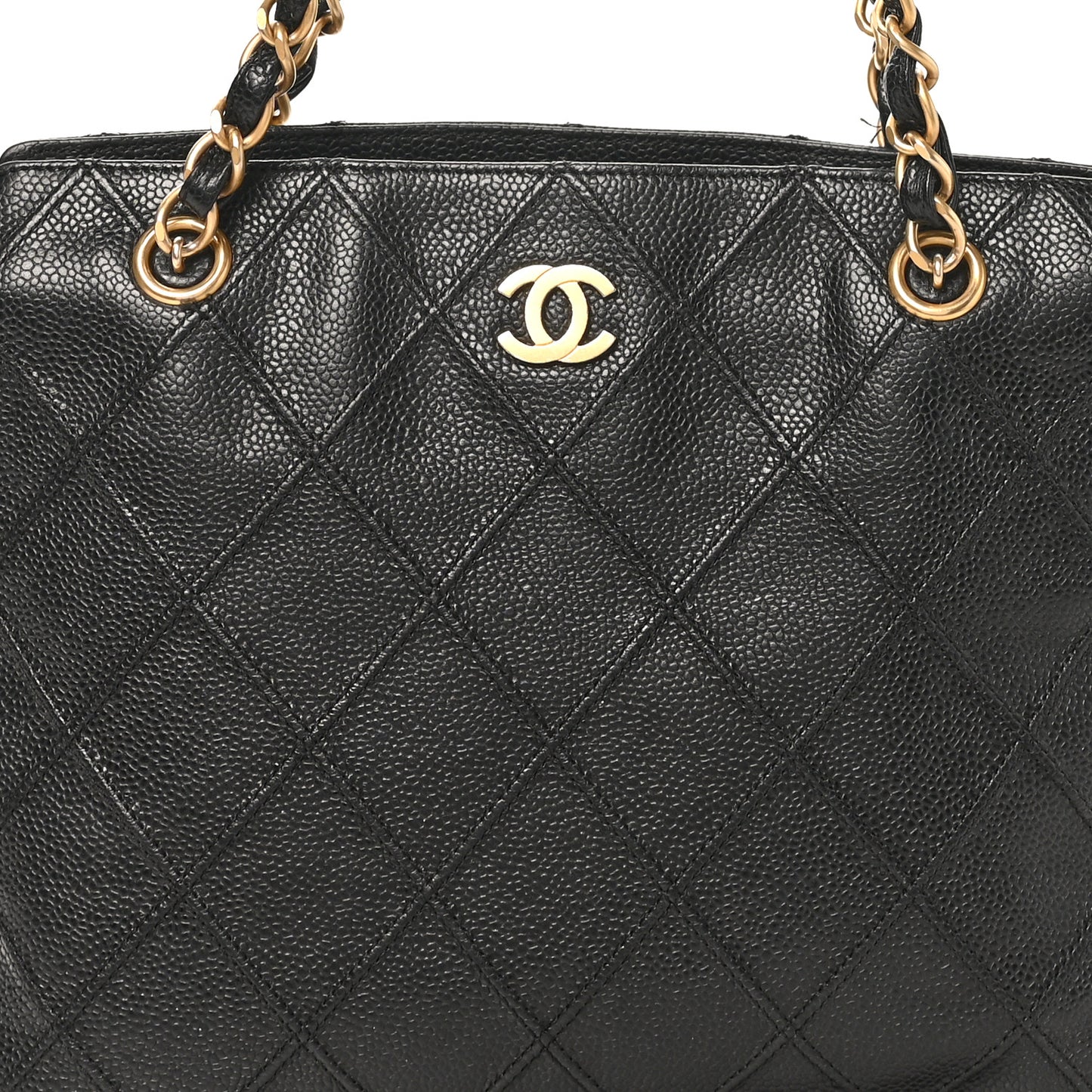 Caviar Diamond Embossed Shoulder Bag  Black