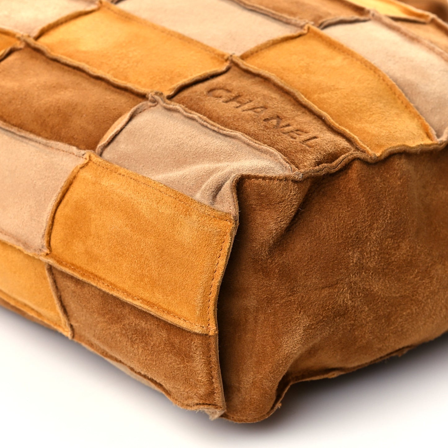 Suede Patchwork Shoulder Bag Light Brown
